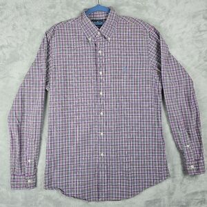 Ralph Lauren Mens Shirt Long Sleeve Plaid Size Medium Custom Fit Purple Button